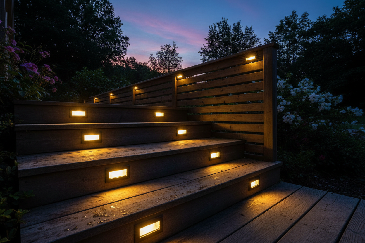 8 Pack Solar Deck Lights - Lifestyle