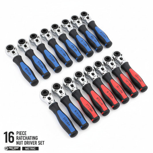16 Piece Ratcheting Nutdriver Set | SAE & Metric | 8916D
